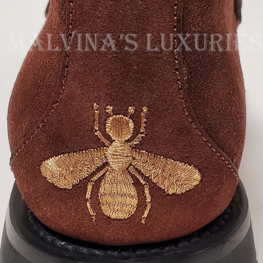 GUCCI BOOTS MENS SHEARLING LINED SUEDE HORSEBIT LOAFER SHOES BEE - Picture 10 of 16
